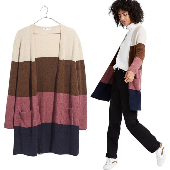 Madewell Kent Striped Colorblock Cardigan in Coziest Yarn Size XS - Picture 2 of 9